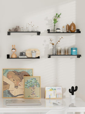 FNBAR black wall shelves complement modern decor and save space.