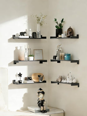 FNBAR rustic wood finish shelves add warm decor and display options.