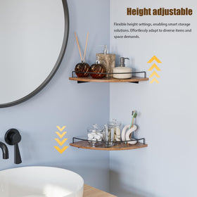FNBAR kitchen floating shelves organize cookware and spices.