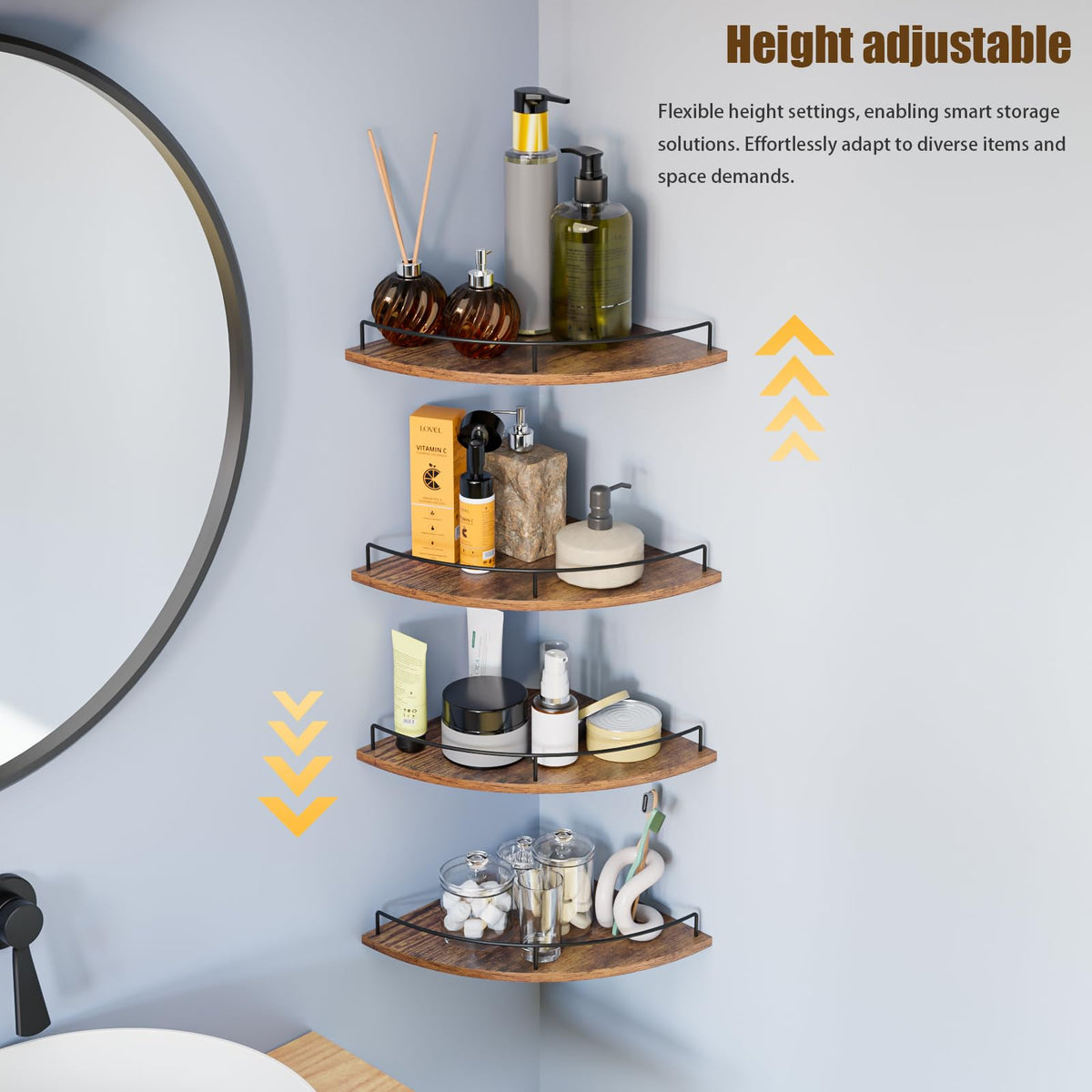 FNBAR rustic brown wood finish with black metal guardrail enhances corners