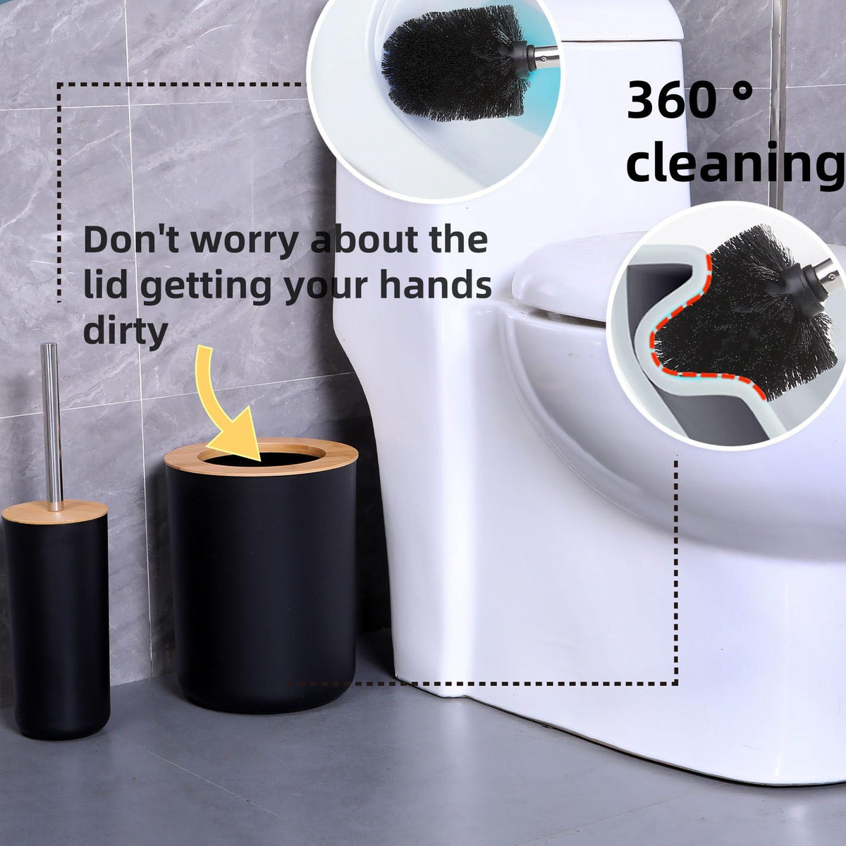 FNGJMJG matte black qtip holder with wooden lid for organized swabs