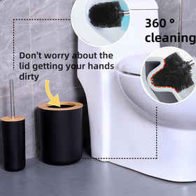 FNGJMJG matte black qtip holder with wooden lid for organized swabs