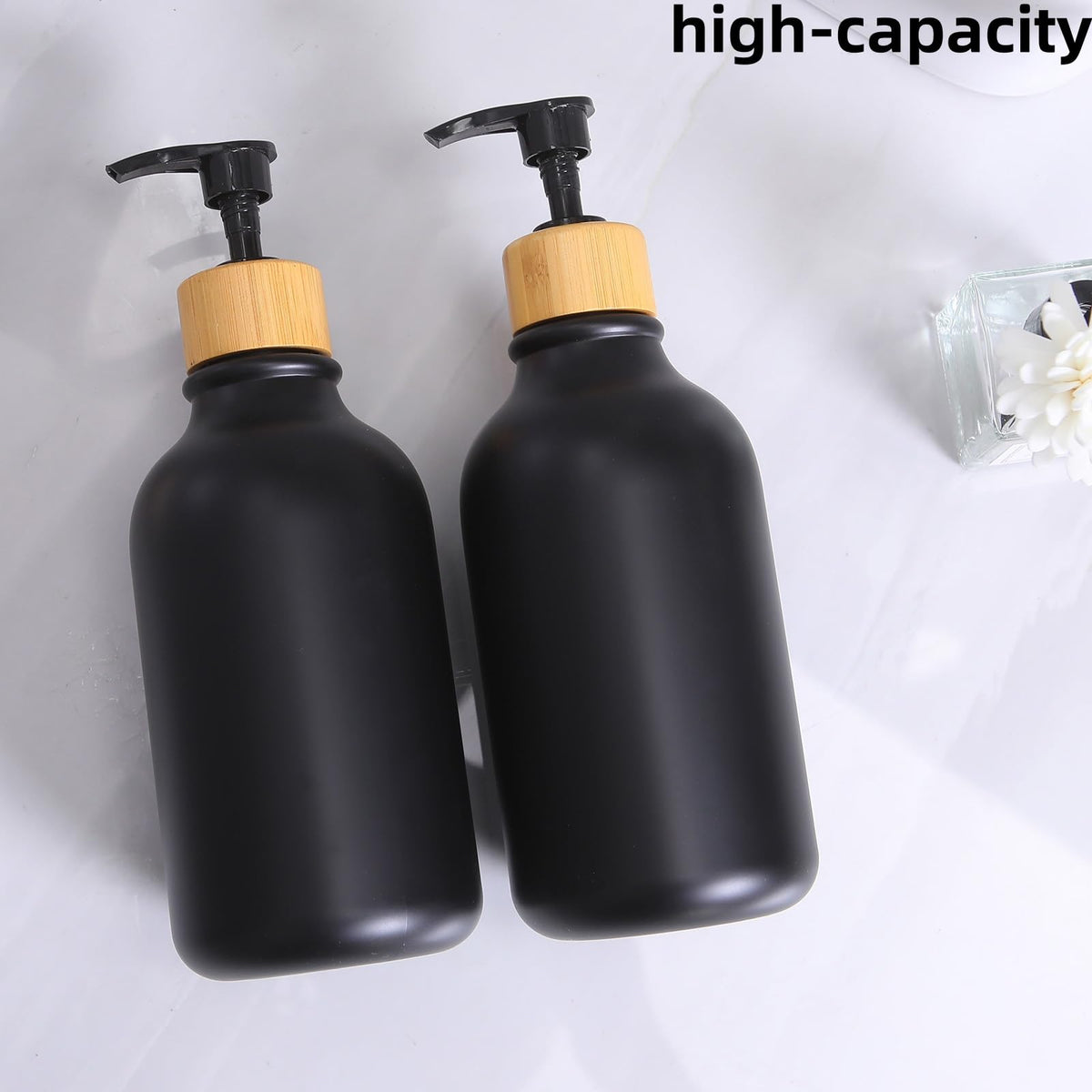 FNGJMJG matte black soap dispenser with a sleek, practical two-dispense design
