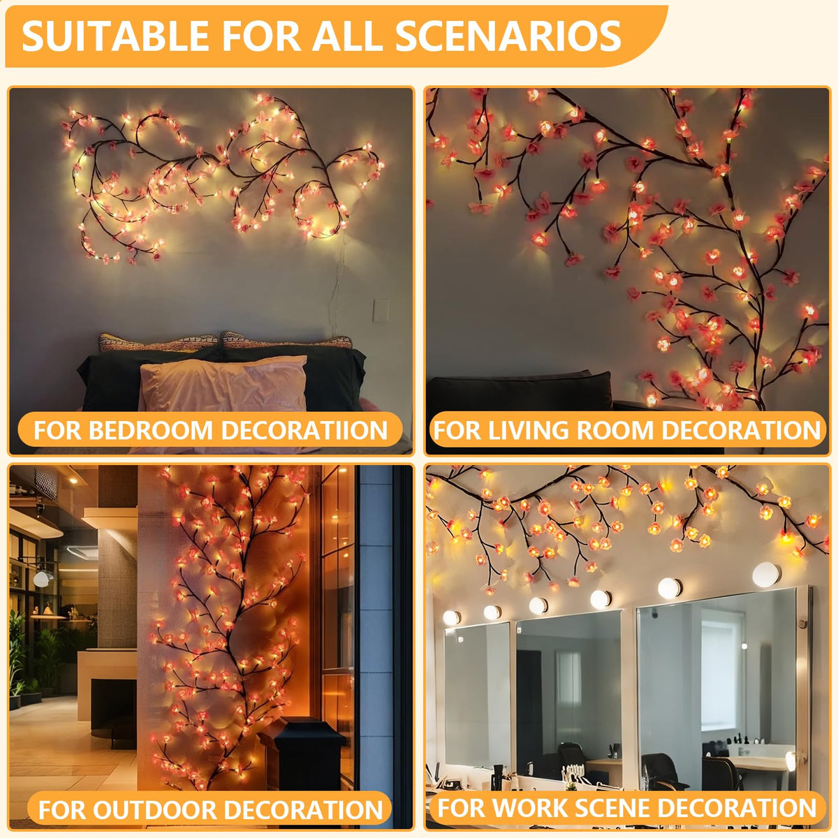 FNHMSL Cherry Enchanted Willow 24 branches provide lush light coverage