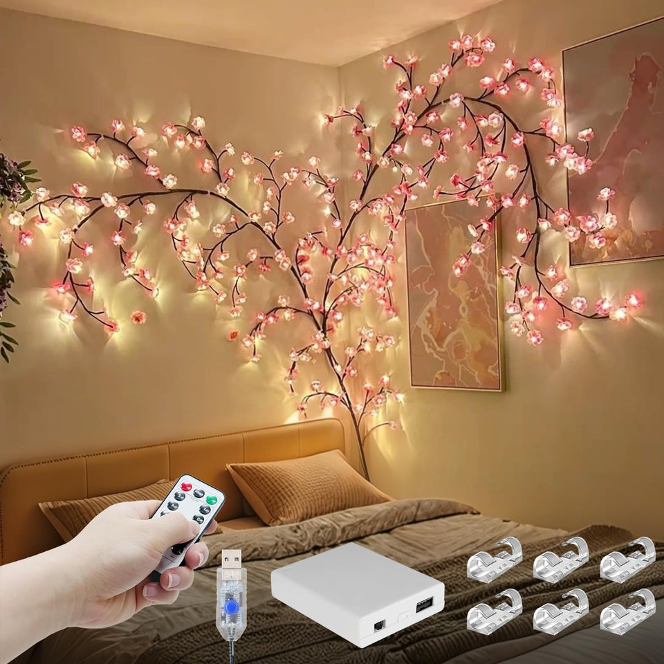 FNHMSL Cherry Enchanted Willow on wall creates warm ambiance.