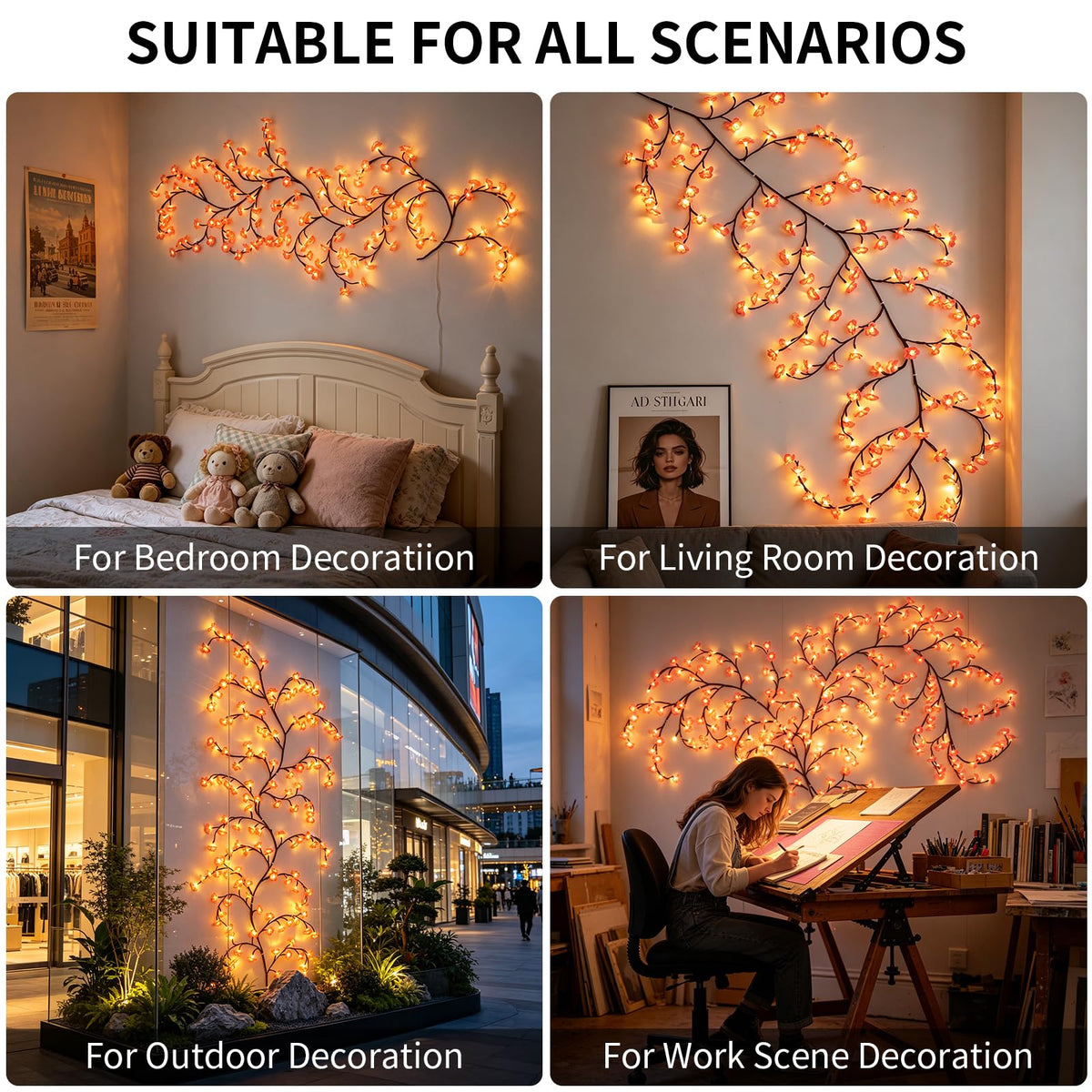 Integrated timer feature on FNHMSL Cherry Enchanted Willow Vine Lights