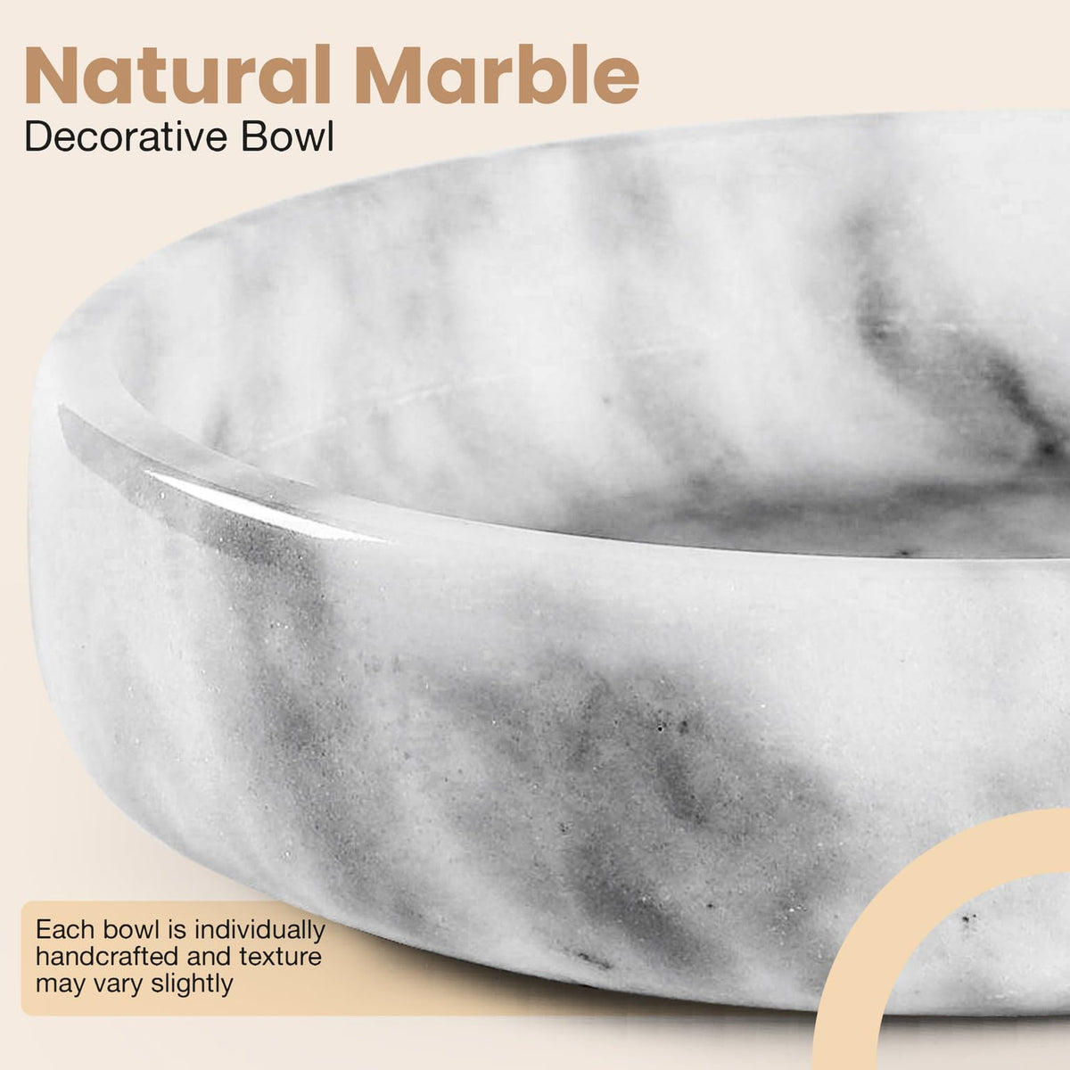 FNTSTICGOODS Marble Decorative Bowl highlights handmade craftsmanship with a smooth finish