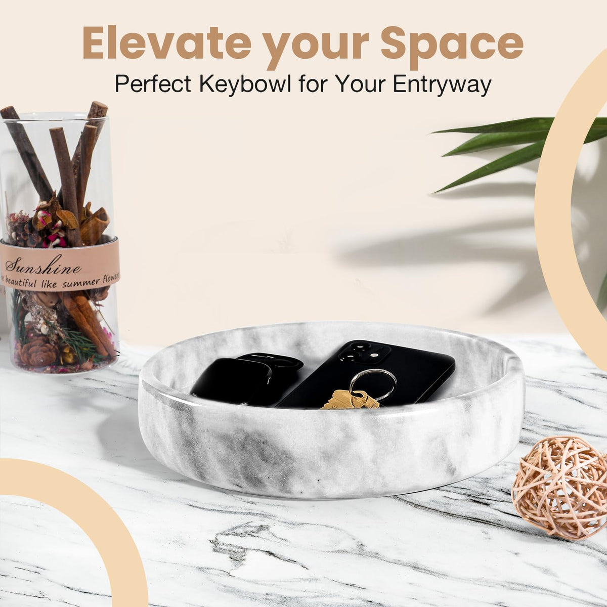 FNTSTICGOODS Marble Decorative Bowl resting on a coffee table enhances decor