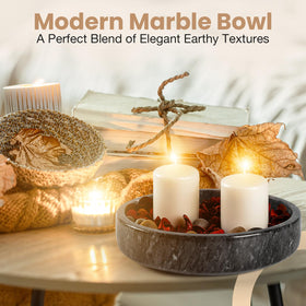 Natural black marble bowl with fruit for modern centerpiece use
