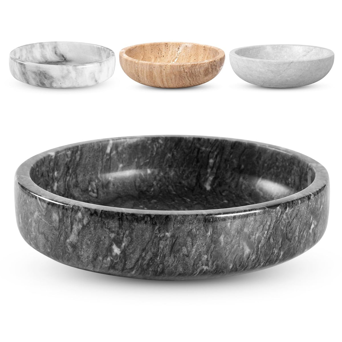 FNTSTICGOODS marble bowl in natural black, 7.5-inch centerpiece for stylish surfaces