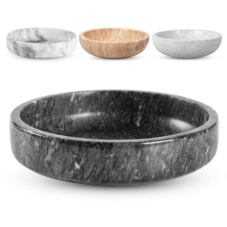 FNTSTICGOODS marble bowl in natural black, 7.5-inch centerpiece for stylish surfaces