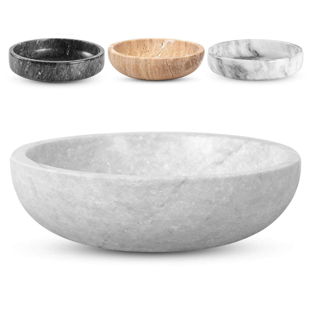 FNTSTICGOODS travertine bowl with 7.8-inch diameter and unique texture for modern interiors.