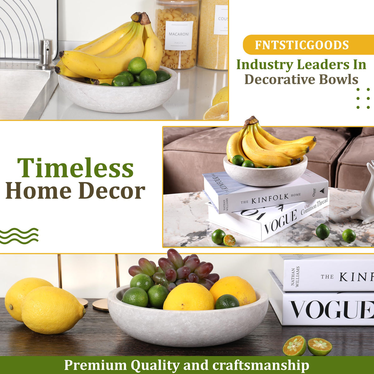 FNTSTICGOODS travertine bowl used as multipurpose storage for keys or fruit.