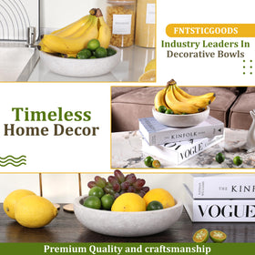 FNTSTICGOODS travertine bowl used as multipurpose storage for keys or fruit.
