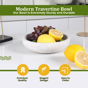 FNTSTICGOODS artisanal travertine bowl handmade by skilled craftsmen.