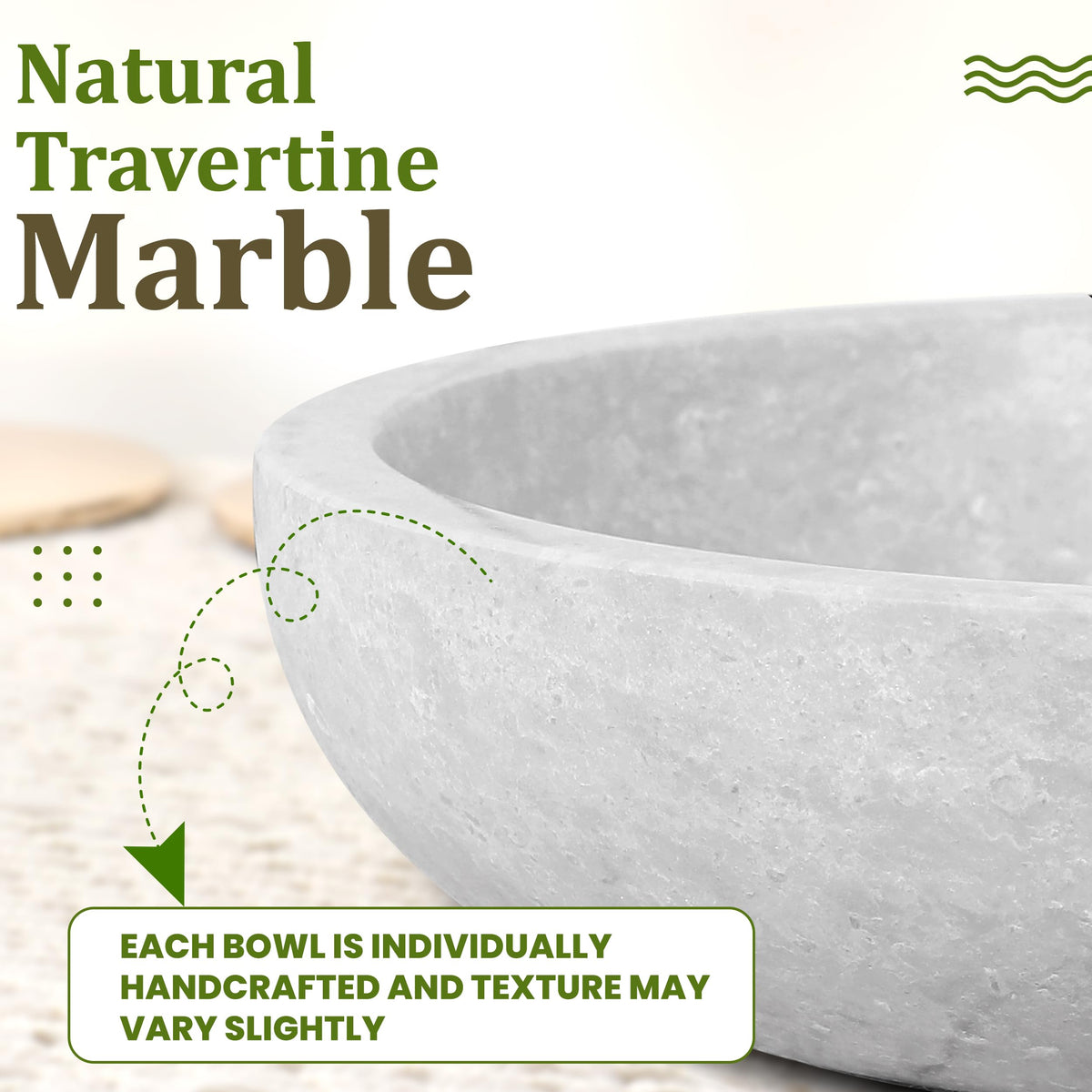 FNTSTICGOODS travertine bowl styled as a centerpiece to elevate living spaces.