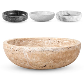 FNTSTICGOODS travertine bowl front view shows unique texture for modern entryway decor