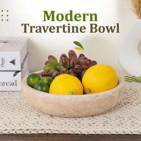 FNTSTICGOODS travertine bowl on kitchen counter acts as chic catch-all