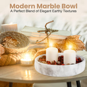 FNTSTICGOODS Marble Decorative Bowl in white and gray complements minimalist interiors