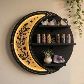 FNYDOX crescent shelf safely displays trinkets with sturdy build.