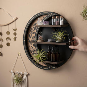 FNYDOX witchy celestial decor shelf enhances bedside styling.