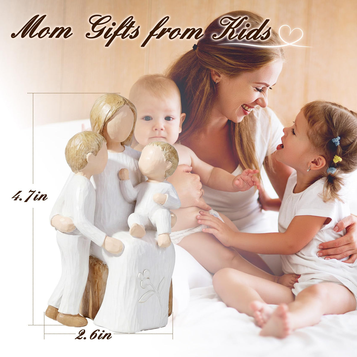 Foam Eternal minimalist mom and children figurine fits modern interiors