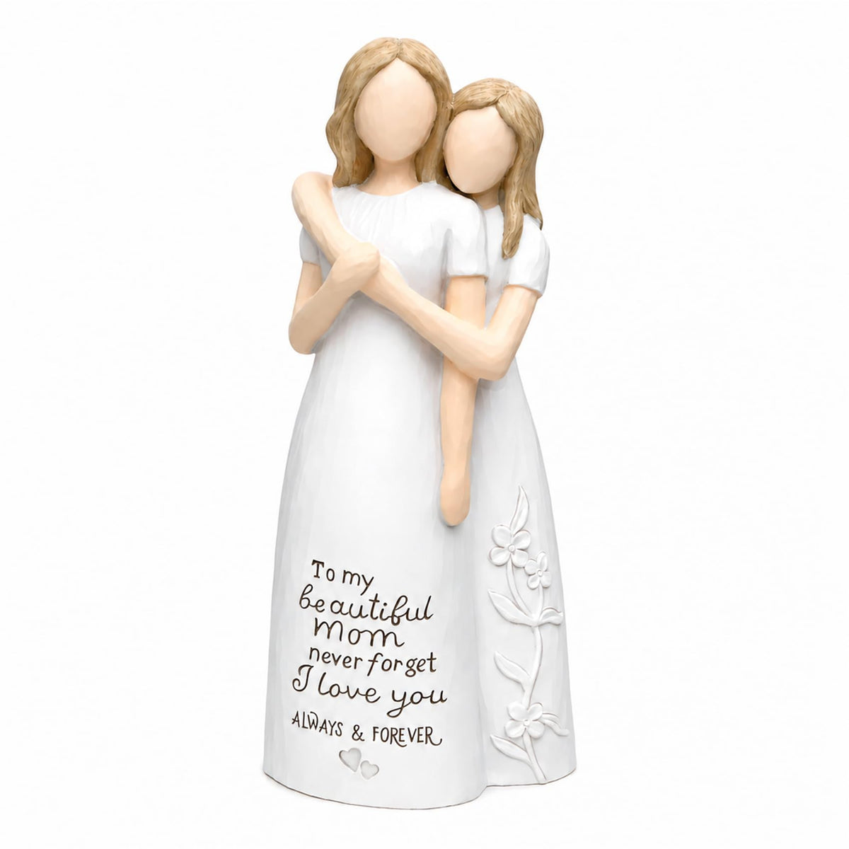 Foam Eternal mother-daughter hug figurine on display, ideal mom gift