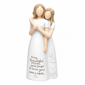 Foam Eternal mother-daughter hug figurine on display, ideal mom gift