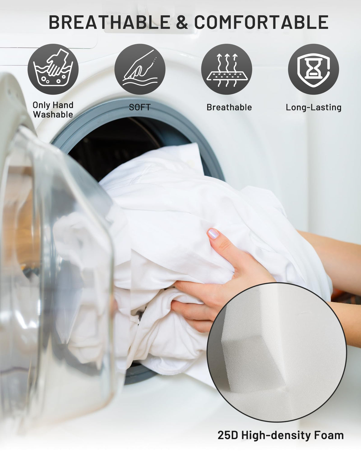 Foamagic 3in1 design-elastic-sheet provides stable support on adjustable bases.