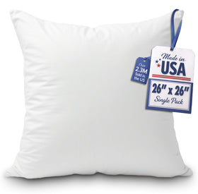 Foamily 26x26 couch pillow insert with plush texture for a fuller sofa look.