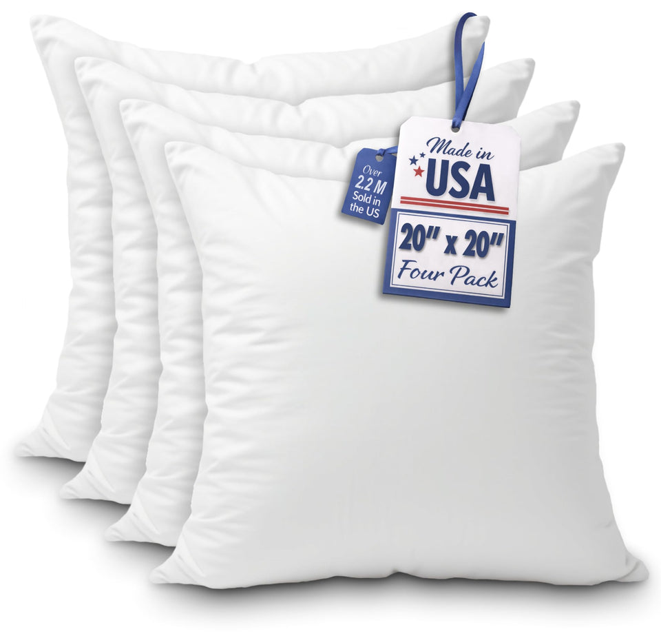 Foamily couch pillow inserts 20x20 four-pack for fuller decor.