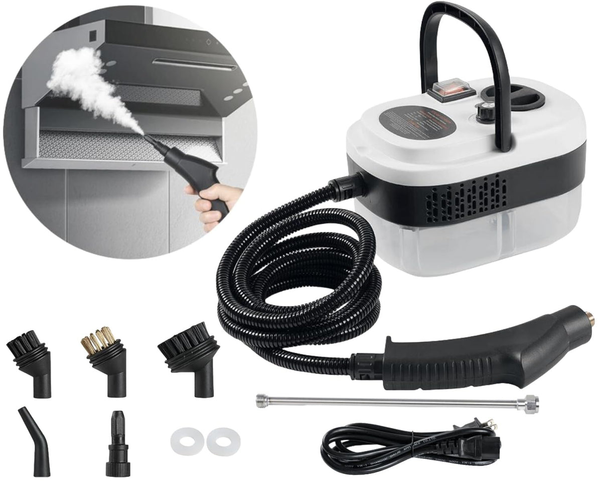 Foandbevi steam cleaner front view for convenient handheld cleaning.