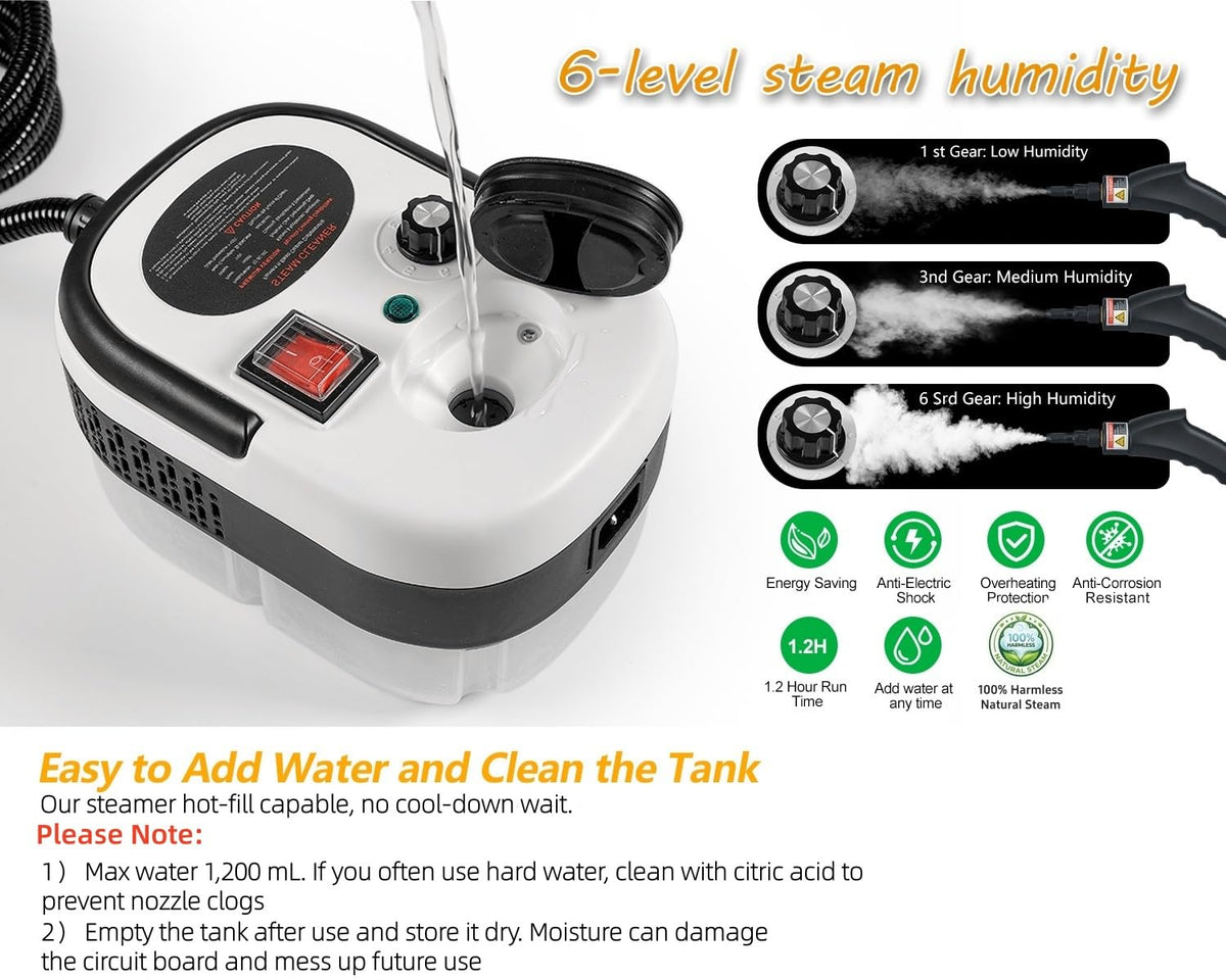 Foandbevi steam cleaner handheld design for flexible, versatile use.