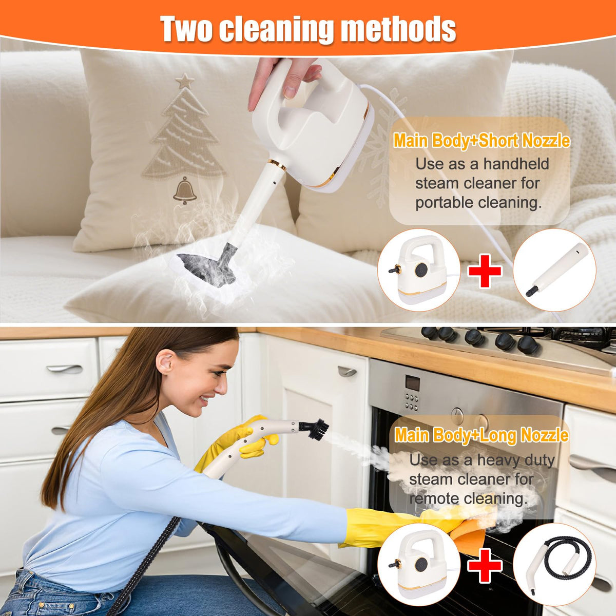 Foandbevi steam cleaner long hose for remote surface cleaning.