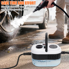 Foandbevi steam output nozzle shows high heat to cut grease.