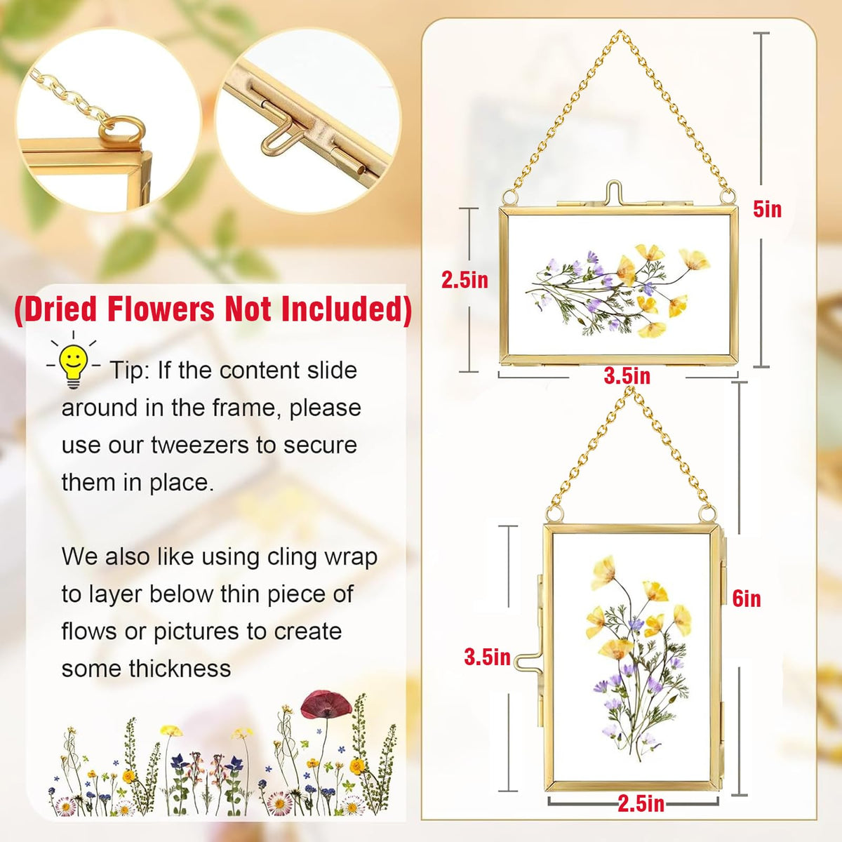 FOCHIER F brass frame with hanging chain, versatile gold ornament