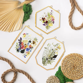FOCHIER F octagonal 4x6 frame highlights elegant pressed botanicals.