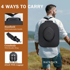 Interior elastic straps in Foeran hat case securing the crown of a hat.