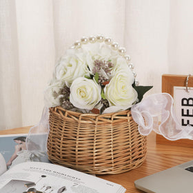 Fofetbfo basket handle woven detail emphasizes craftsmanship and charm