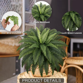 FOGSKY fake ferns bouquet 35in diameter enhances indoor-outdoor plant displays.