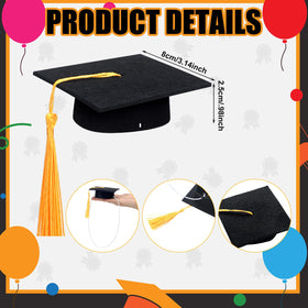 Foilswirl yellow cap with tassel enhances graduation photo props.