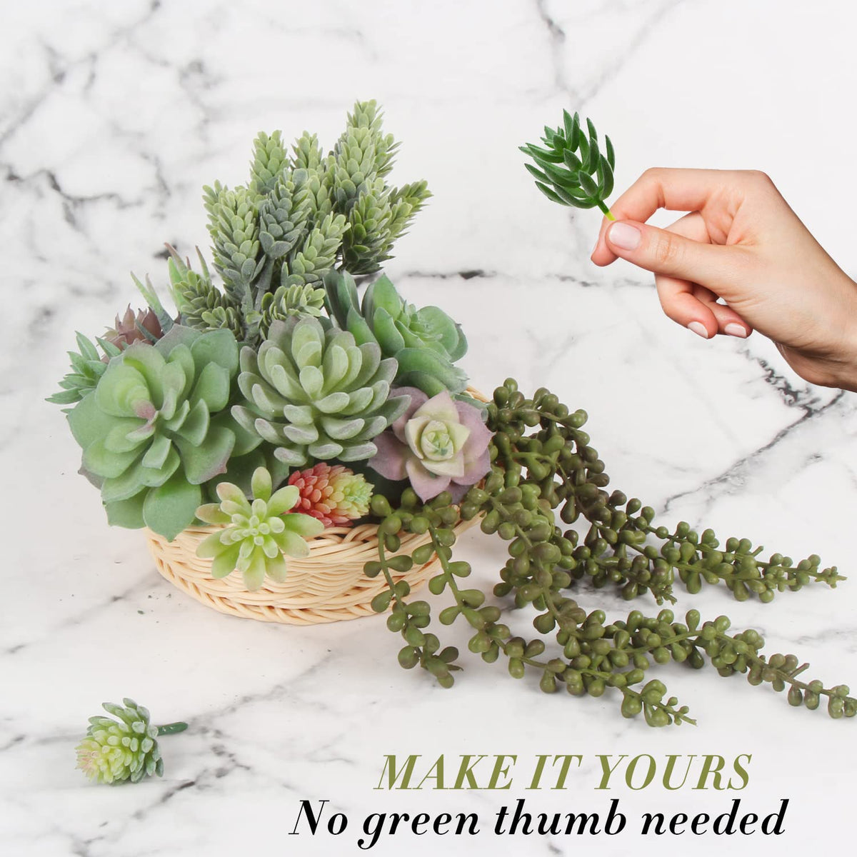 FOIMAS large faux succulents measure 2.75 to 5.9 inches