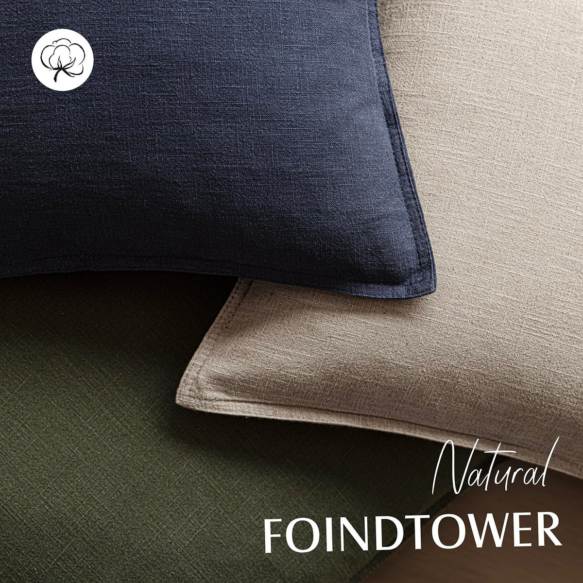 Foindtower two-pack linen pillow covers for quick room refresh.