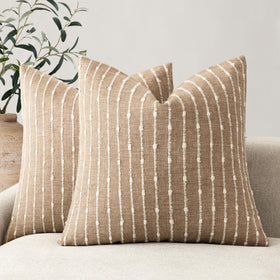 Foindtower bouclé pillow cover camel close-up highlights durable texture.