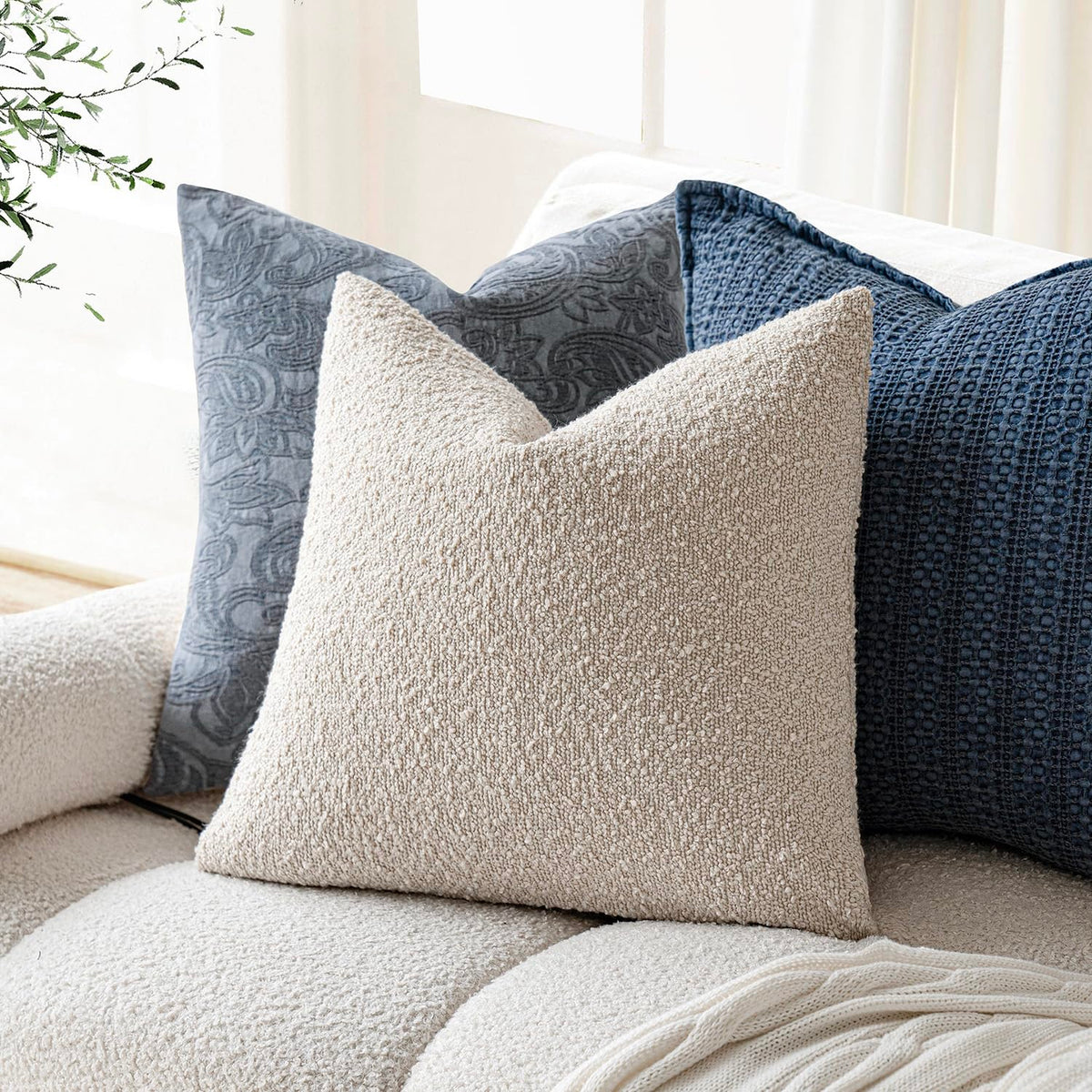 Foindtower boucle pillow cover for couch decor and everyday styling.