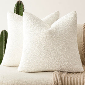 Foindtower cream boucle pillow cover closeup shows cozy texture and craftsmanship