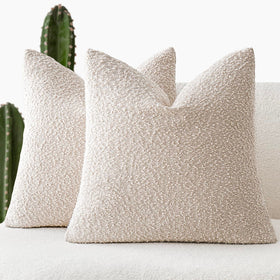 Foindtower ivory boucle pillow cover adds soft texture to your sofa.