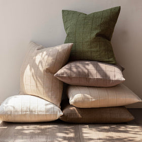 Foindtower check pillow cover olive green easy care and durable fabric.