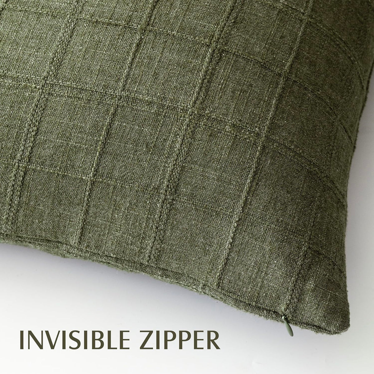 Foindtower check pillow cover olive green two-pack for coordinated styling.