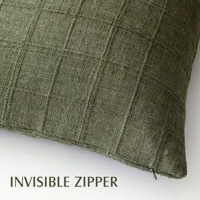 Foindtower check pillow cover olive green two-pack for coordinated styling.